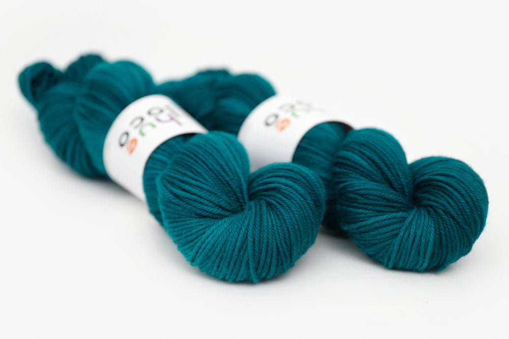 semisolid hand dyed blue green teal dk yarn