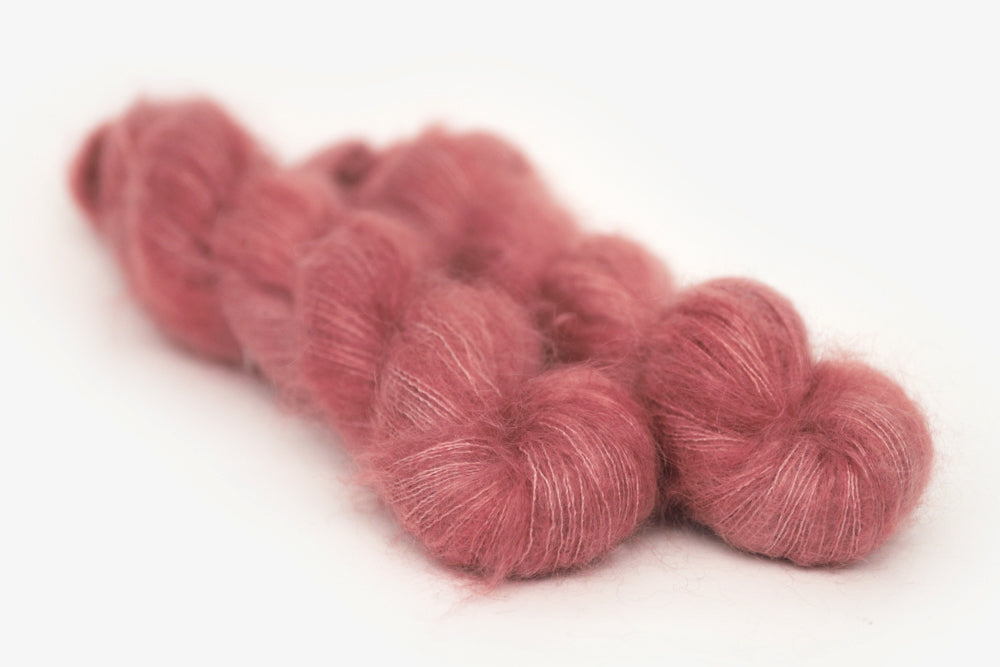 semisolid hand dyed blush (dusty rose pink) mohair lace yarn
