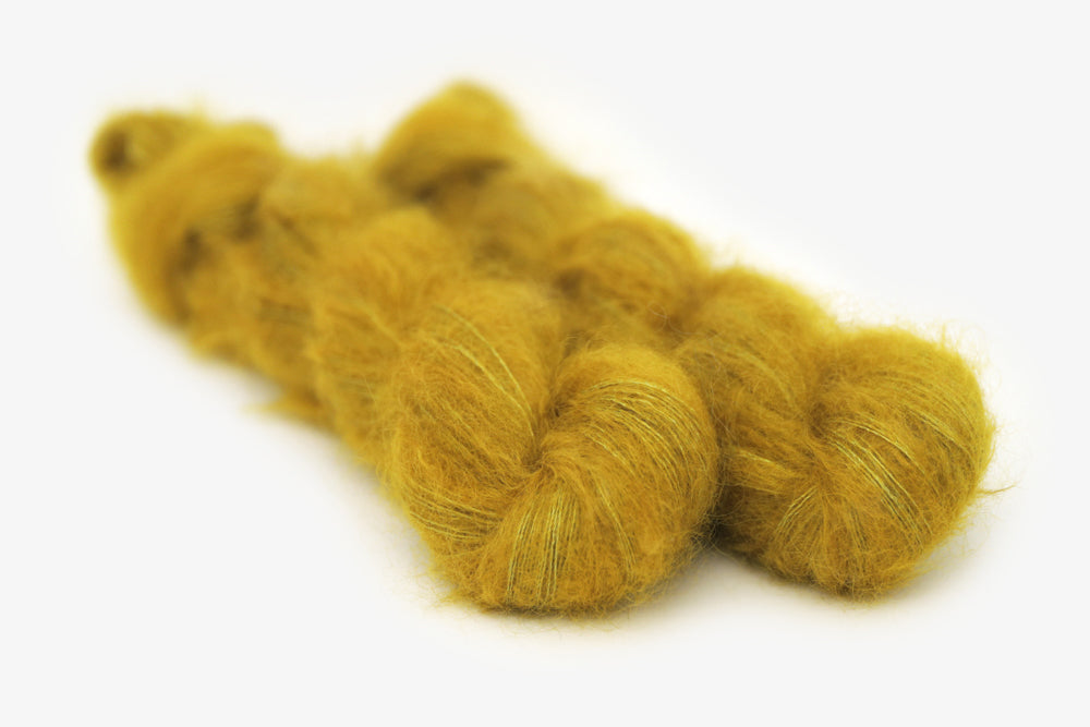 semisolid hand dyed caper (olive yellow green) mohair lace yarn