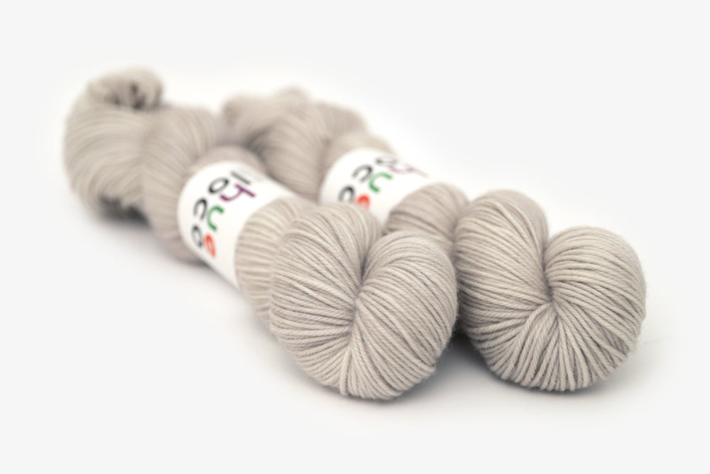 semisolid hand dyed dove (light greige gray) dk yarn