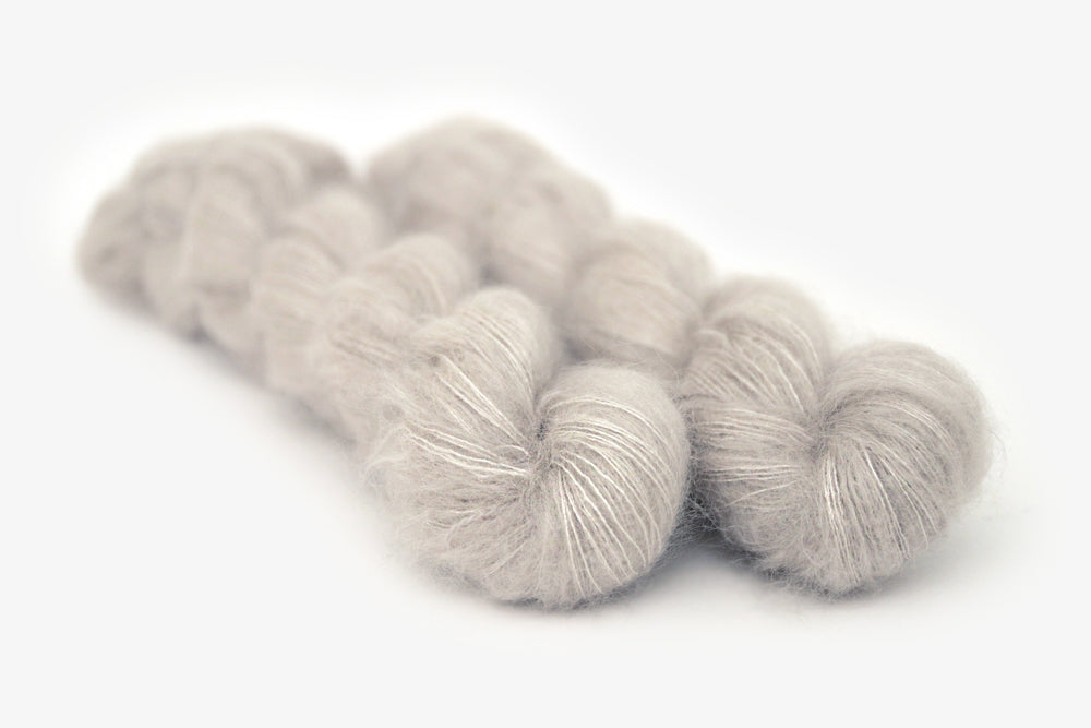 semisolid hand dyed dove (light greige gray) mohair lace yarn