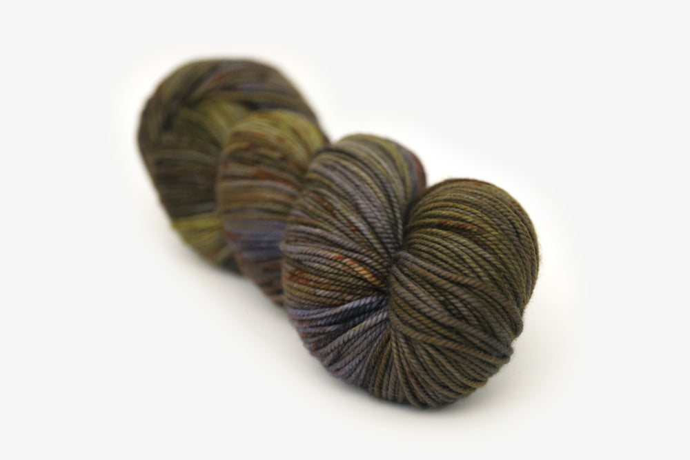 speckled hand dyed green olive dark gray brown bulky yarn