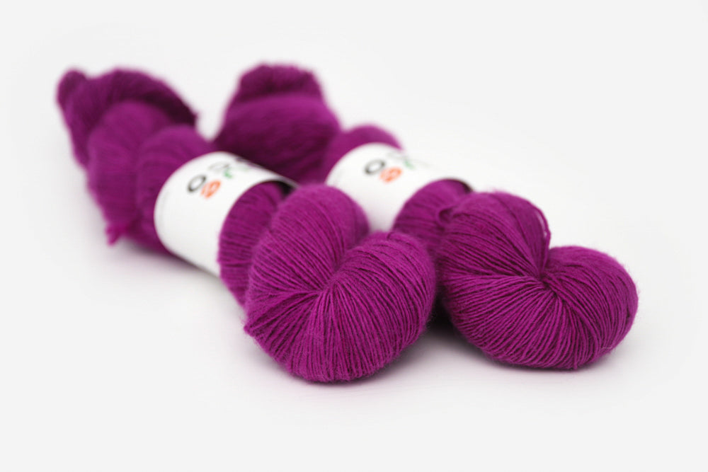 semisolid hand dyed mulberry (magenta berry pink) single sock yarn