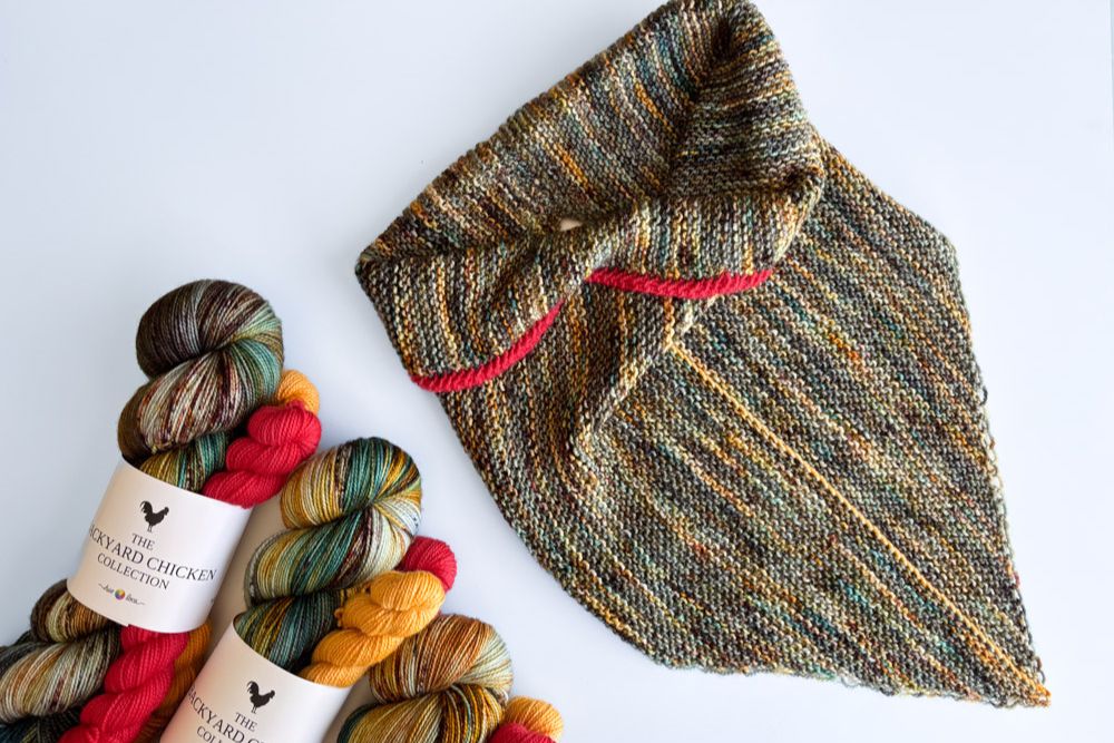 serama chicken color palette knit up into a cowl