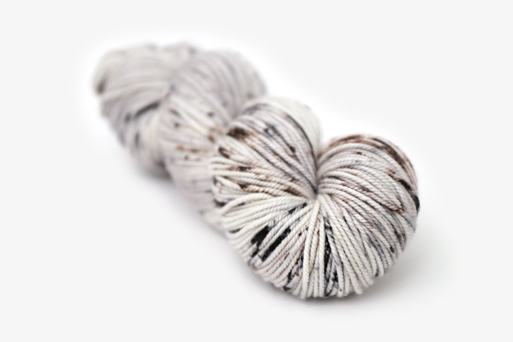 speckled hand dyed cool white gray brown bulky yarn