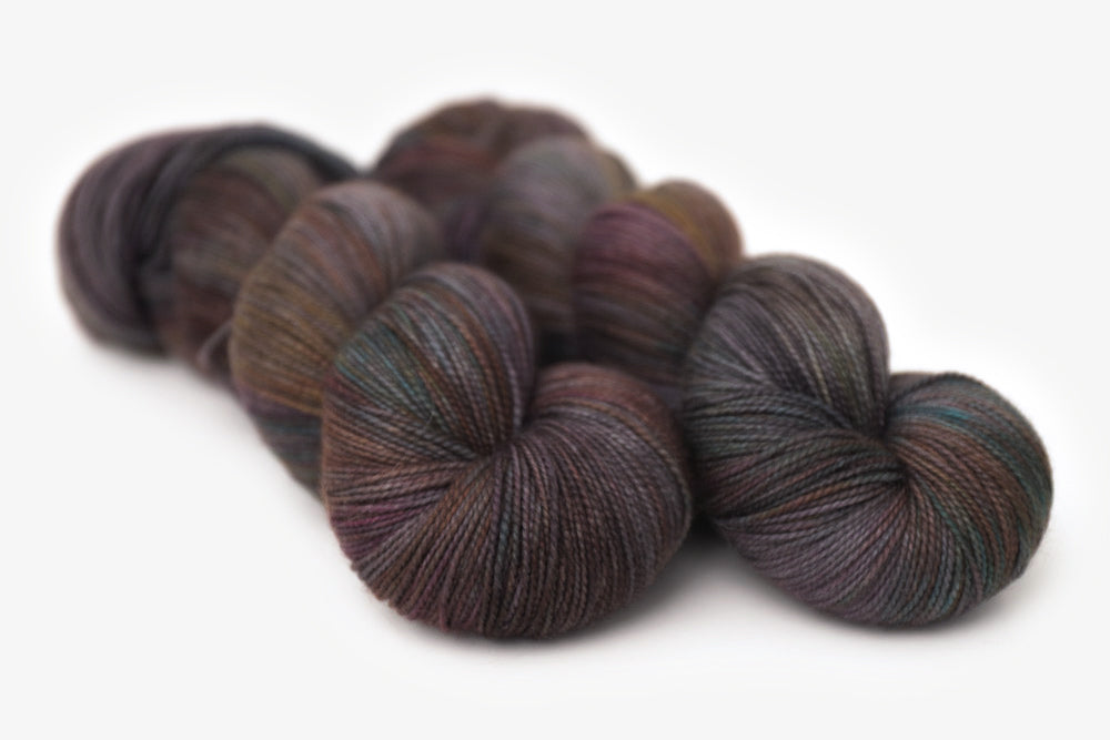 tonal hand dyed orange red gray brown spun sock xl yarn