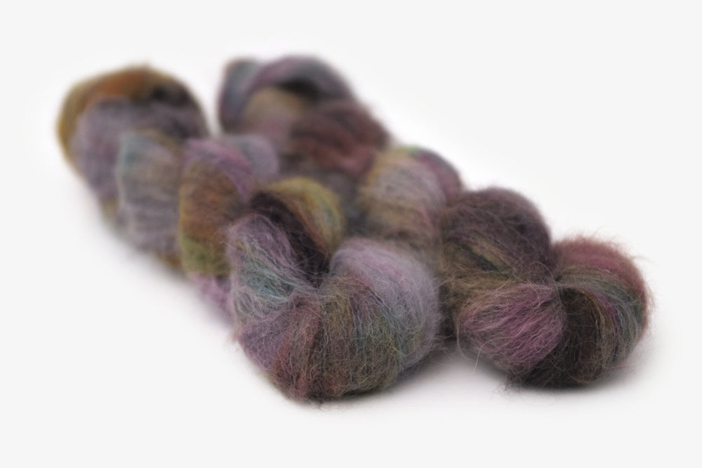 tonal hand dyed orange red gray brown alpaca suri lace yarn