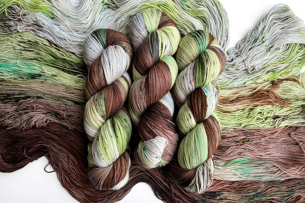 speckled hand dyed light blue mint green brown white set