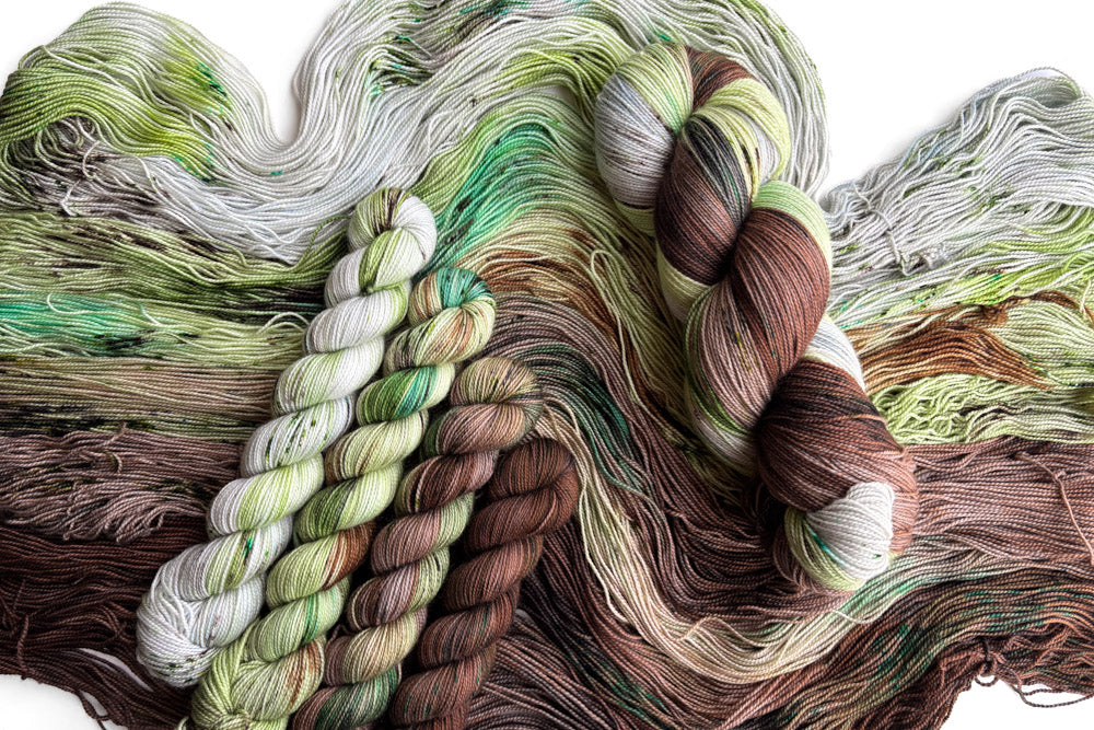 speckled hand dyed light blue mint green brown white set