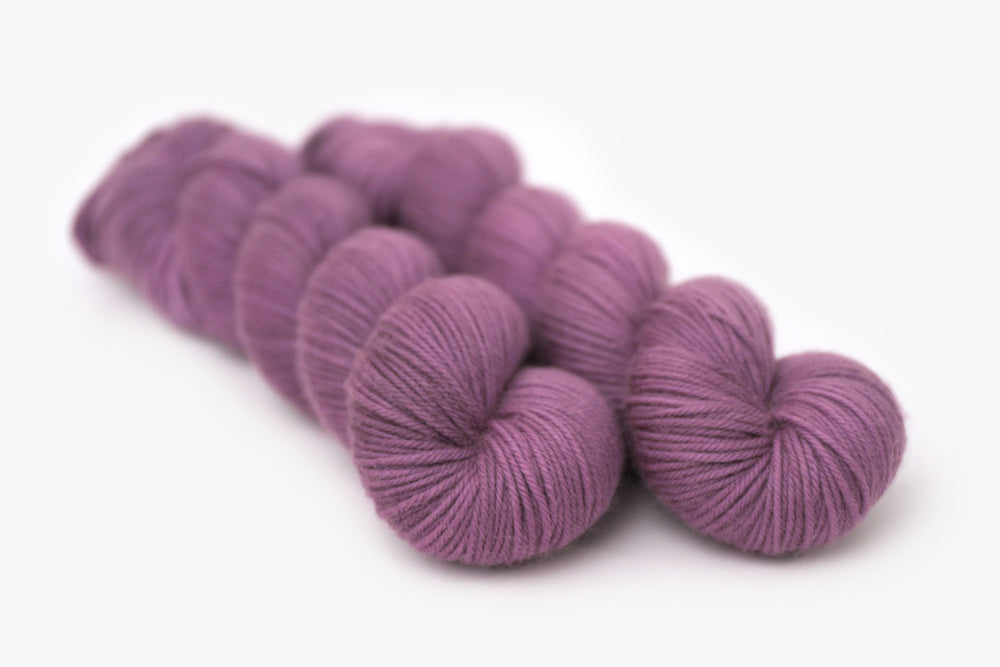 semisolid hand dyed plum (dusty mauve purple) dk yarn