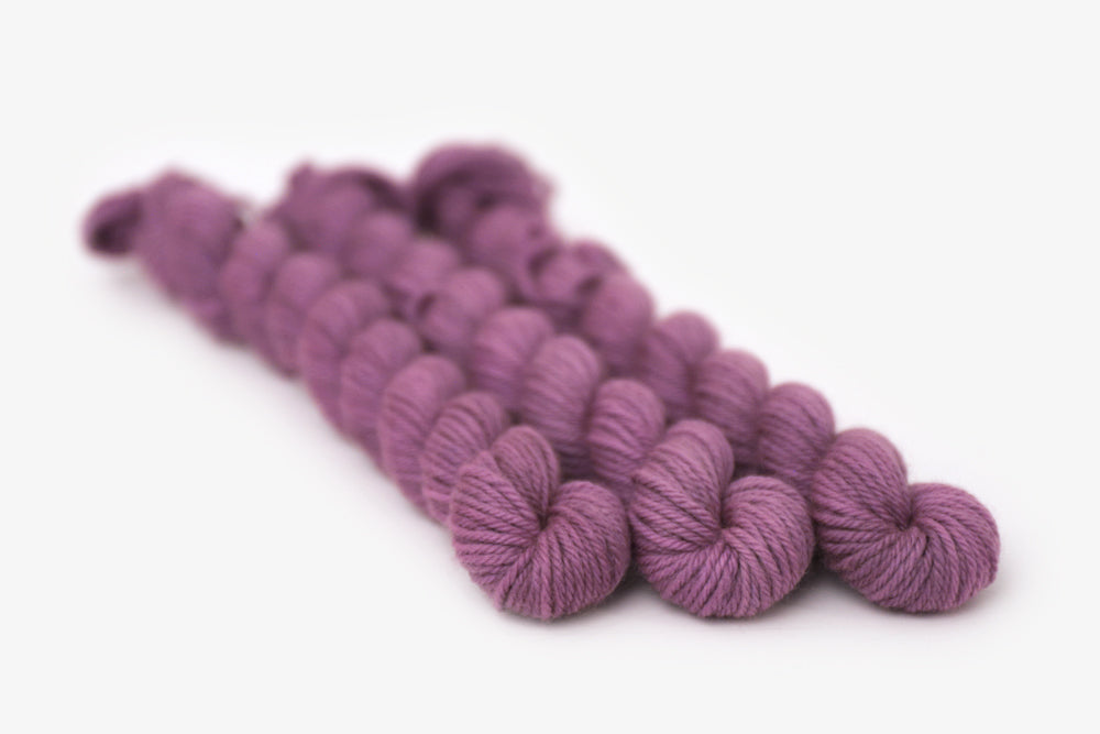 semisolid hand dyed plum (dusty mauve purple) dk mini yarn
