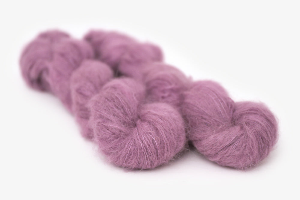 semisolid hand dyed plum (dusty mauve purple) alpaca suri lace yarn