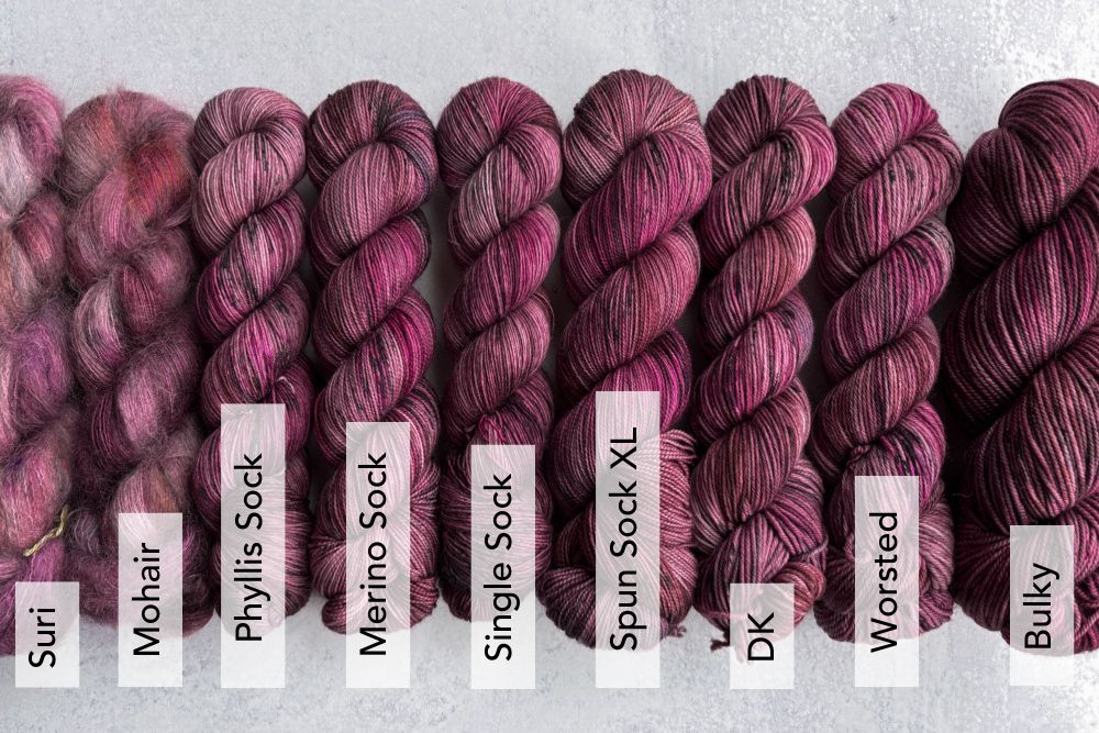 speckled hand dyed dark pink mauve brown yarn