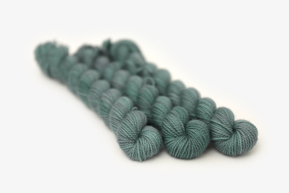 semisolid hand dyed sage green merino sock mini yarn