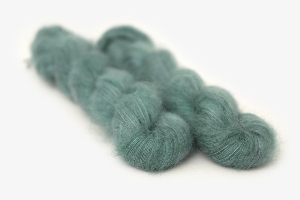 semisolid hand dyed sage green mohair lace yarn