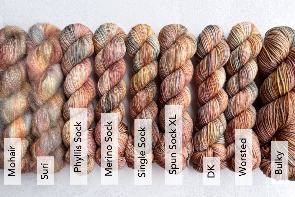 tonal hand dyed peach teal tan blush yarn