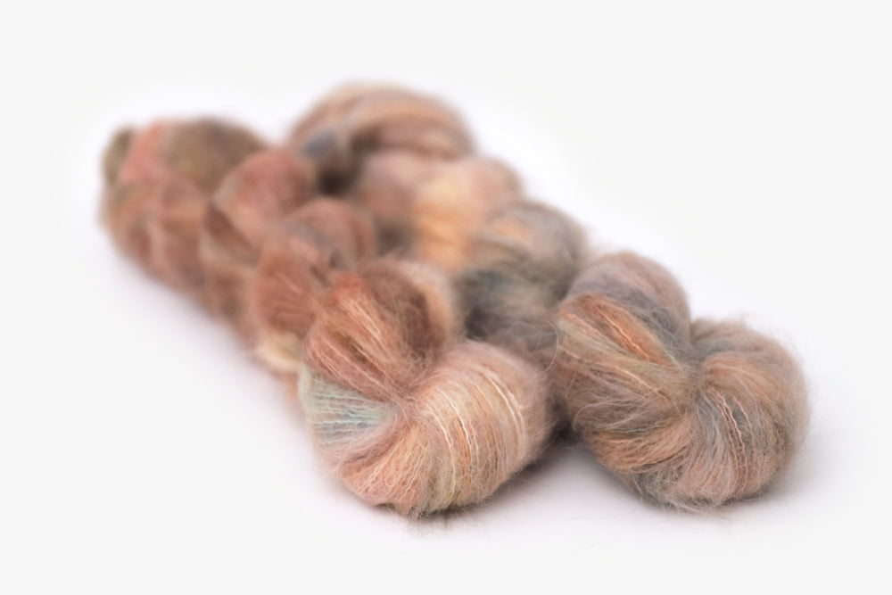 tonal peach blush ochre teal suri lace yarn