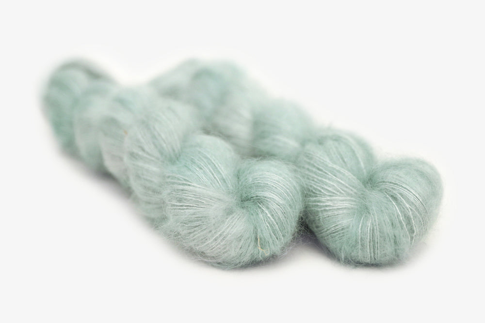 semisolid hand dyed light powder blue mohair lace yarn