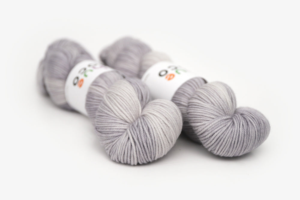 semisolid hand dyed ash (light silver gray) dk yarn