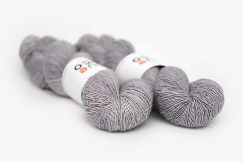 semisolid hand dyed ash (light silver gray) single sock yarn