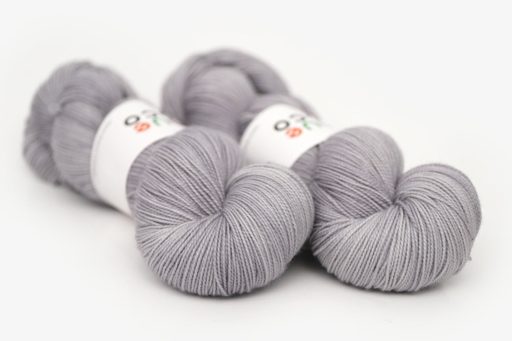 semisolid hand dyed ash (light silver gray) spun xl yarn