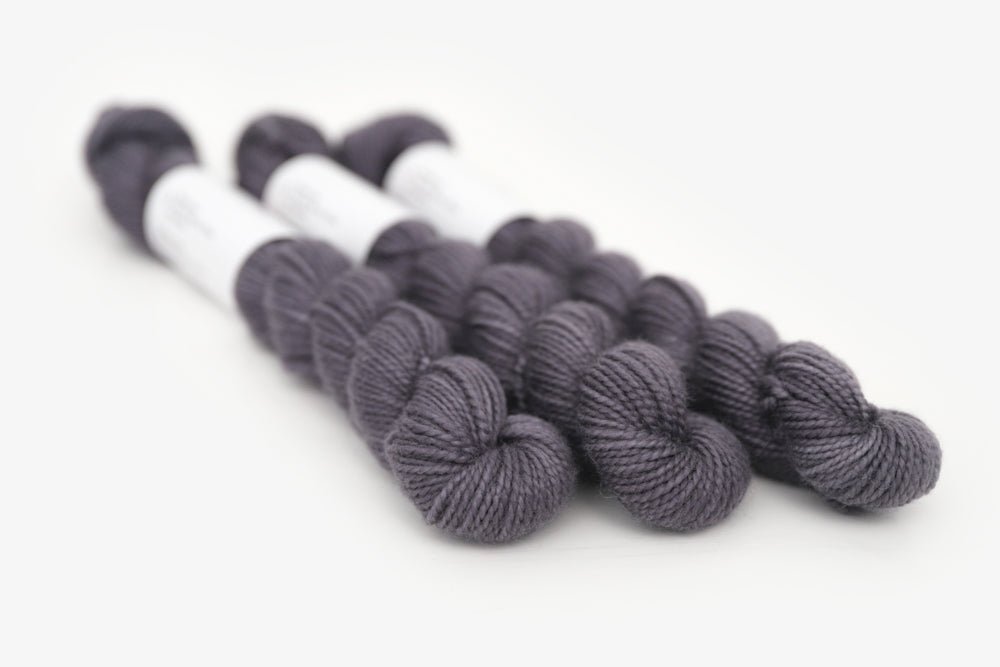 semisolid hand dyed charcoal (dark silver gray) merino sock mini yarn