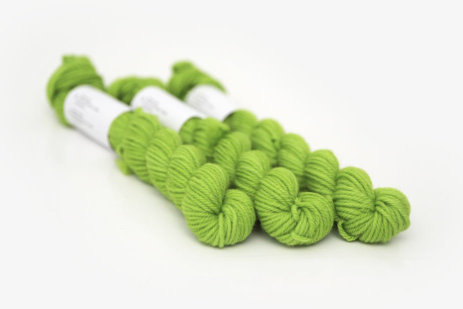 semisolid hand dyed chartreuse (bright lime green) dk mini yarn