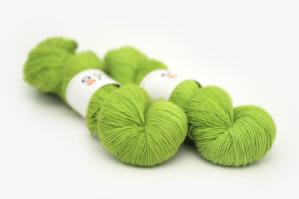 semisolid hand dyed chartreuse (bright lime green) single sock yarn
