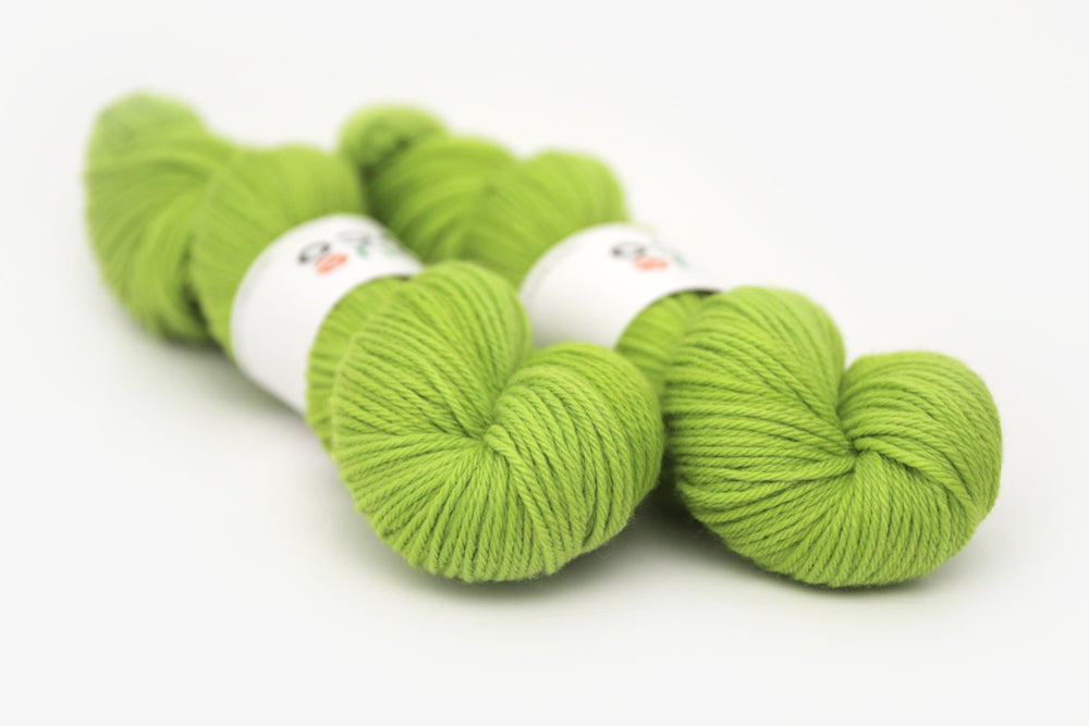 semisolid hand dyed chartreuse (bright lime green) worsted yarn