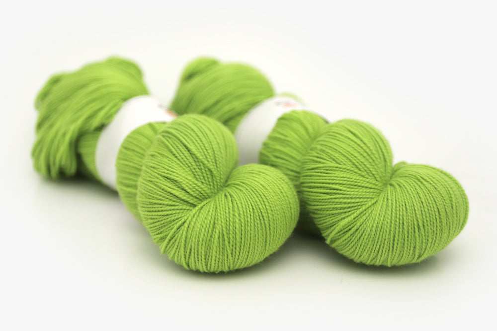 semisolid hand dyed chartreuse (bright lime green) spun xl yarn