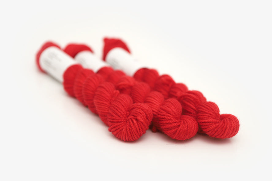 semisolid hand dyed cherry (bright christmas red) dk mini yarn 