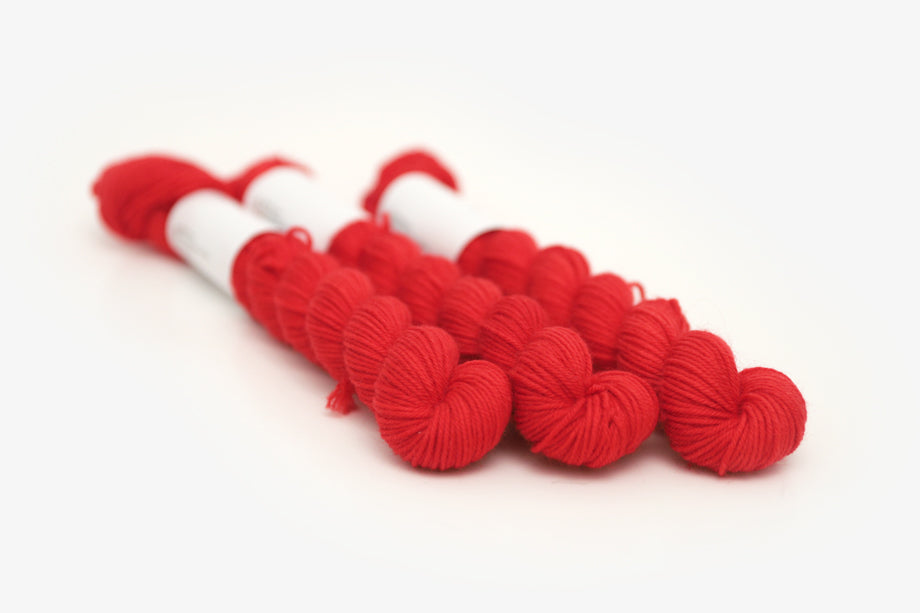 semisolid hand dyed cherry (bright christmas red) phyllis sock mini yarn 
