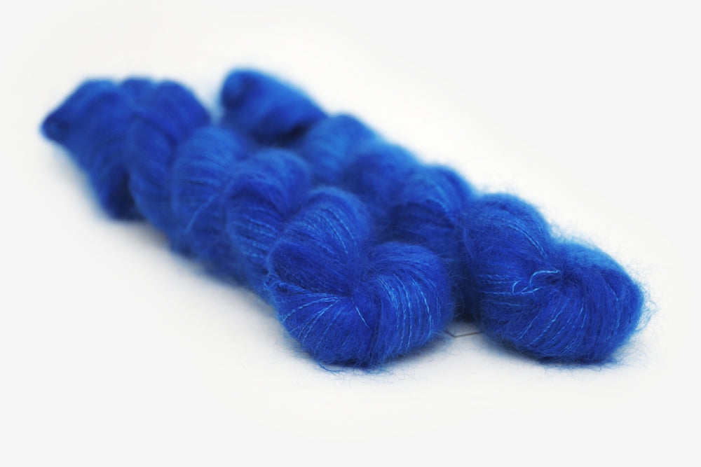 semisolid hand dyed cobalt (bright royal blue) mohair lace yarn