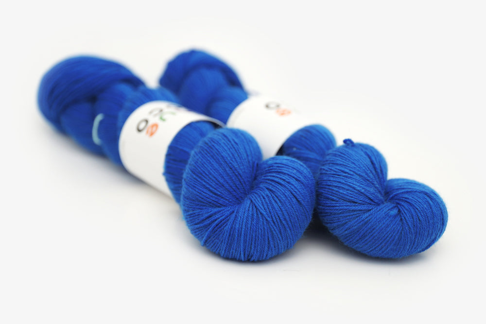 semisolid hand dyed cobalt (bright royal blue) phyllis sock yarn