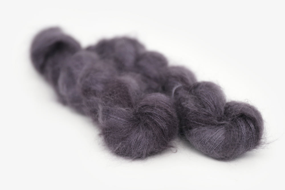 semisolid hand dyed dark gray black mohair lace yarn