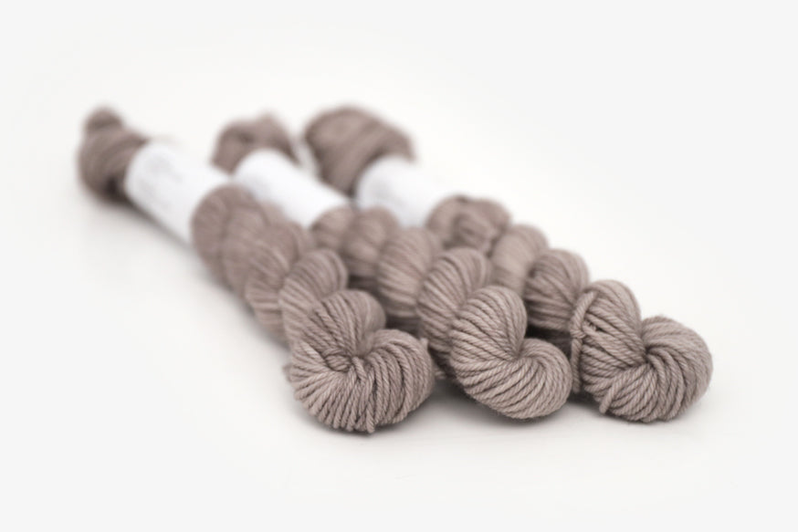 semisolid hand dyed warm greige gray dk mini yarn