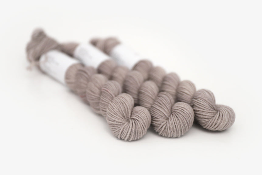 semisolid hand dyed warm greige gray phyllis sock mini yarn