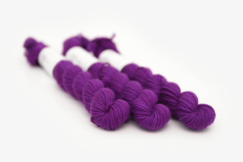 semisolid hand dyed bright pink purple dk mini yarn