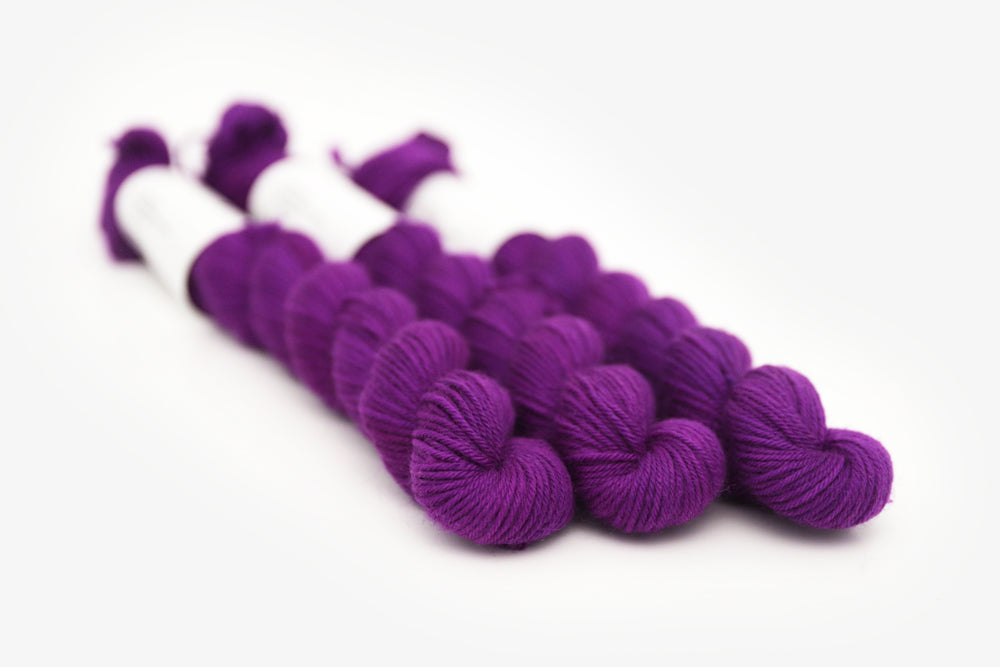 semisolid hand dyed bright pink purple phyllis sock mini yarn
