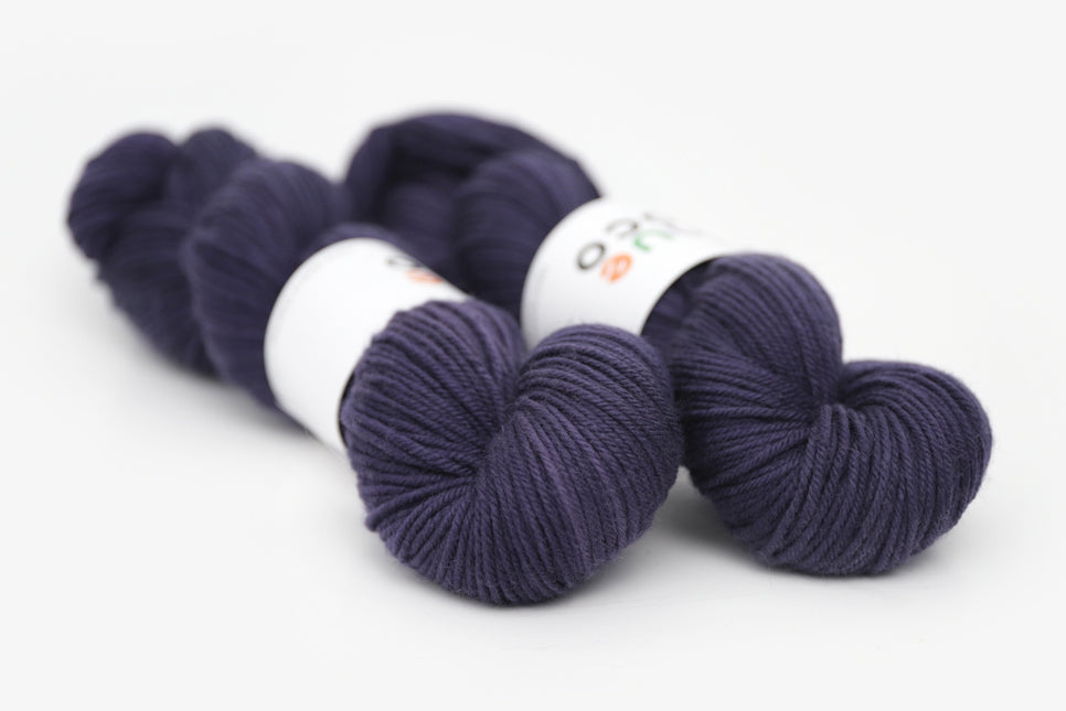 semisolid hand dyed juniper (dark navy purple blue) dk yarn