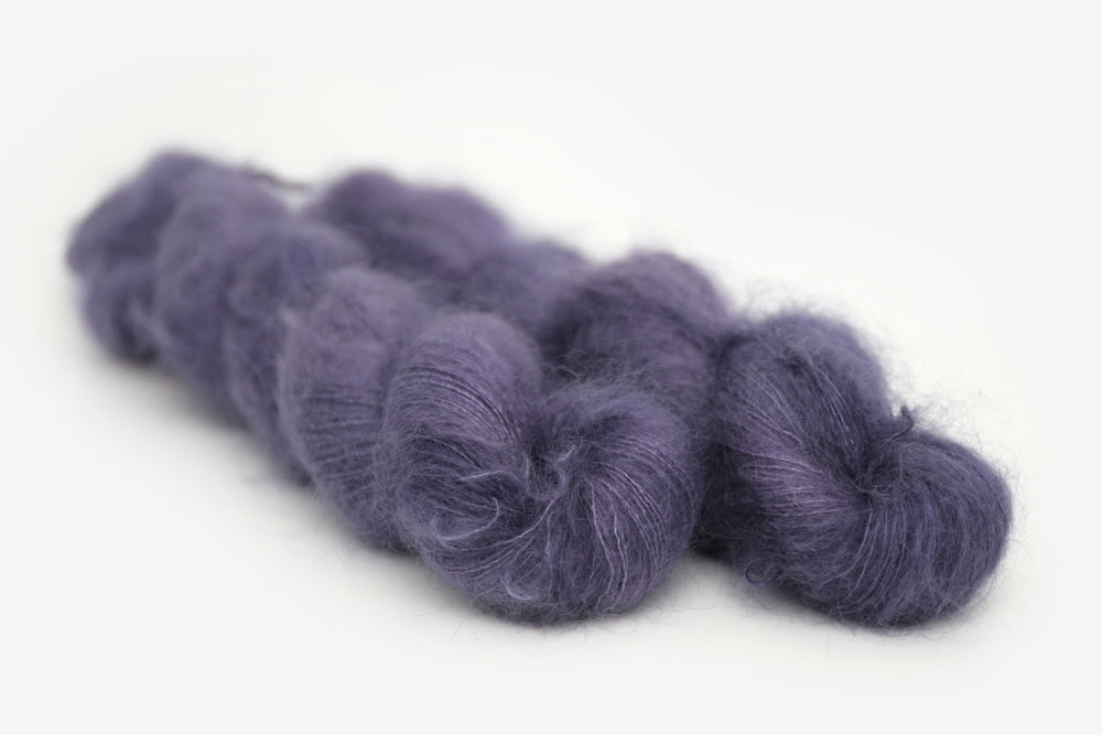 semisolid hand dyed juniper (dark navy purple blue) mohair lace yarn