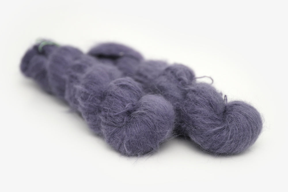 semisolid hand dyed juniper (dark navy purple blue) alpaca suri lace yarn