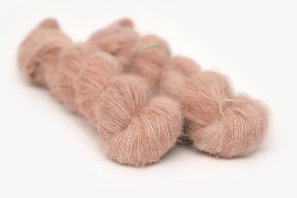 semisolid hand dyed mauve (taupe) alpaca suri lace yarn