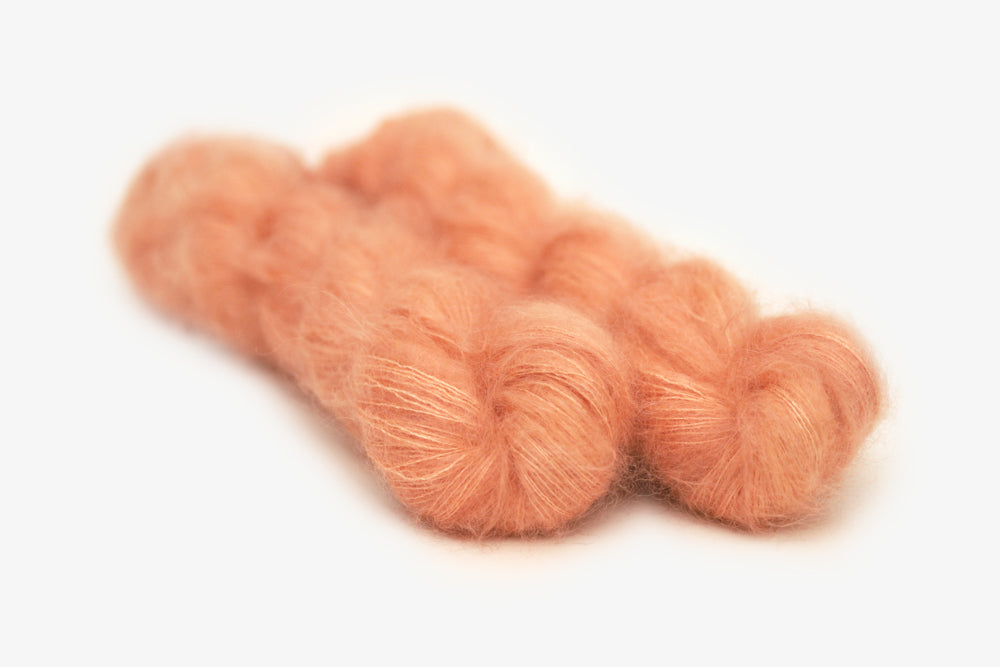 semisolid hand dyed nectarine (peach salmon orange) mohair lace yarn