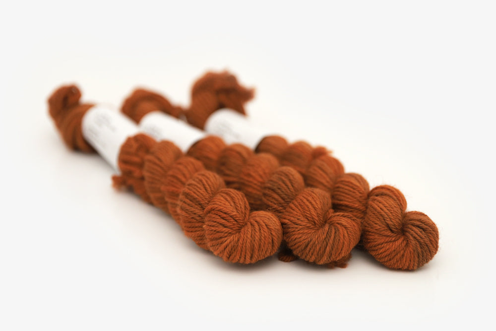 semisolid hand dyed pumpkin (dark burnt orange) dk mini yarn