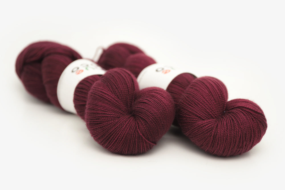 semisolid hand dyed sangria (dark wine burgundy red) spun xl yarn