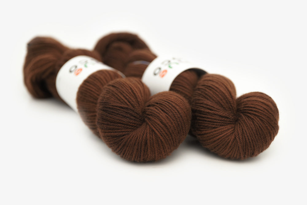 semisolid hand dyed dark warm brown dk yarn