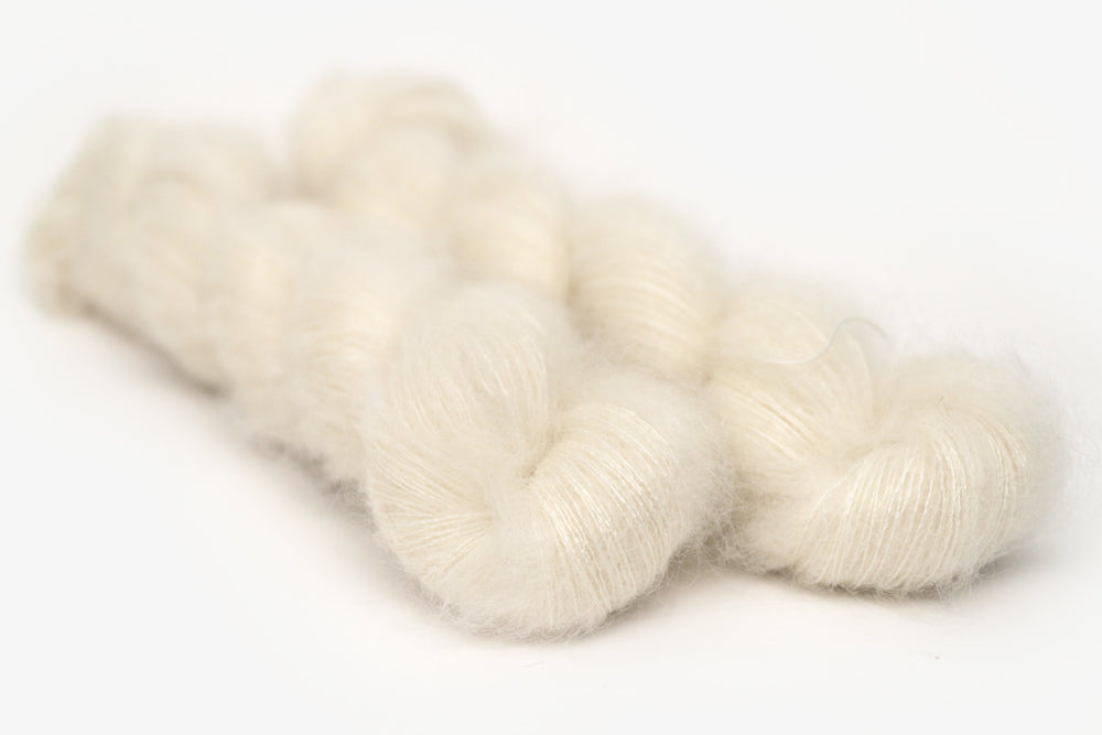 semisolid hand dyed ivory white mohair lace yarn