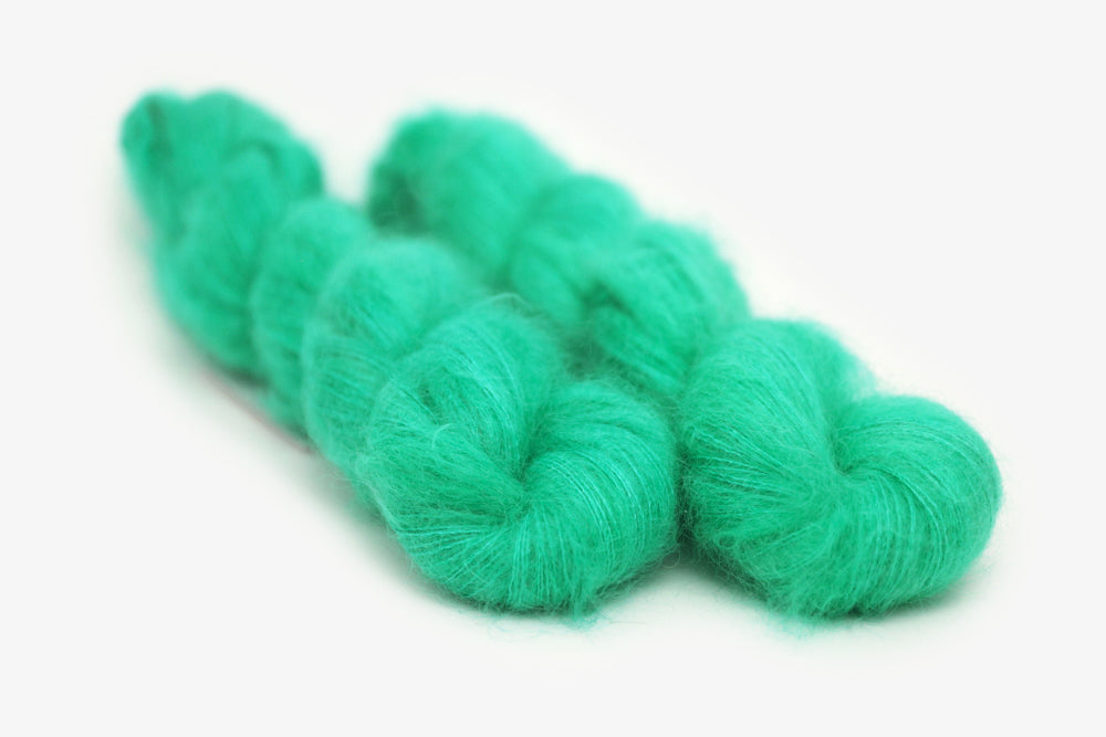 semisolid hand dyed spearmint (bright mint green) mohair lace yarn