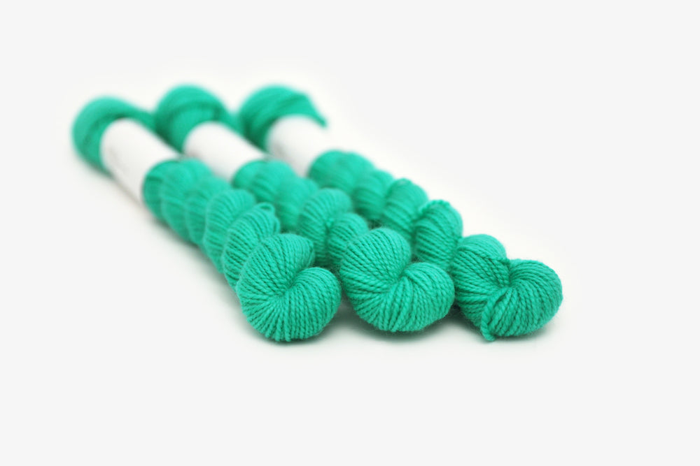 semisolid hand dyed spearmint (bright mint green) merino sock mini yarn
